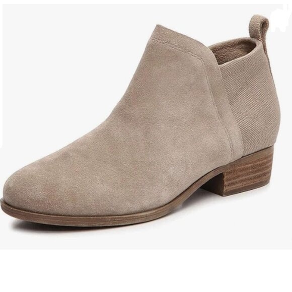 Tan Patchwork Ankle Boots for Women Low Stacked Chunky Heels Round Toe Boot - Picture 1 of 8